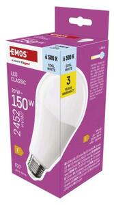 Emos lighting LED žárovka Classic A80 / E27 / 20 W (150 W) / 2452 lm / studená bílá 1525733125