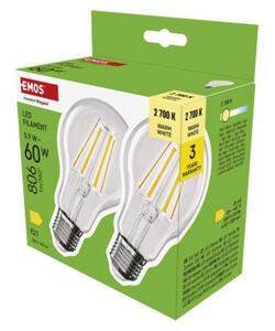 Emos lighting LED žárovka Filament A60 / E27 / 5,9 W (60 W) / 806 lm / teplá bílá 1525743207
