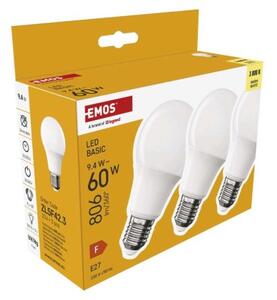 Emos lighting LED žárovka Basic A60 / E27 / 9,4 W (60 W) / 806 lm / teplá bílá 1525733299