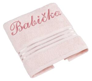 BELLATEX Froté ručník kolekce Linie s výšivkou Babička Růžová 50x100 cm