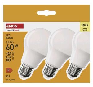 Emos lighting LED žárovka Basic A60 / E27 / 9,4 W (60 W) / 806 lm / teplá bílá 1525733299