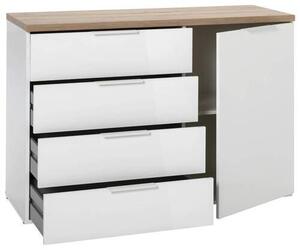 KOMODA, dub artisan, vysoce lesklá bílá, 120/83/44 cm Carryhome - Široké komody, Online Only