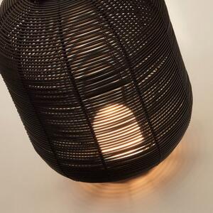 Černá zahradní LED lampa z umělého ratanu Kave Home Saranella 37 cm