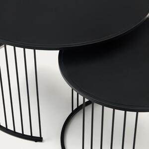 Set dvou černých skleněných konferenčních stolků Kave Home Hadar 45/75 cm