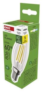 Emos lighting LED žárovka Filament svíčka A CLASS / E14 / 3,8 W (60 W) / 806 lm / neutrální bílá 1525731453