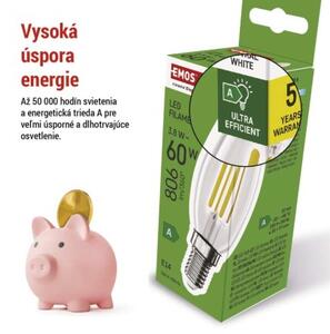 Emos lighting LED žárovka Filament svíčka A CLASS / E14 / 3,8 W (60 W) / 806 lm / neutrální bílá 1525731453