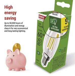Emos lighting LED žárovka Filament svíčka A CLASS / E14 / 3,8 W (60 W) / 806 lm / neutrální bílá 1525731453