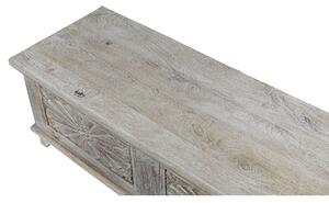 Dřevěná truhla z mangového dřeva, bílá patina, 117x43x42cm