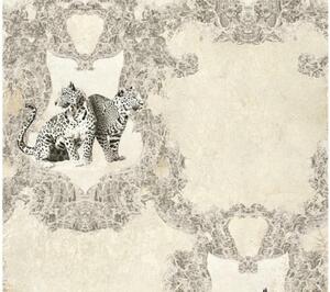 A.S. Création | Vliesová tapeta na zeď Hermitage 33543-1 | 0,53 x 10,05 m | šedá, černá, metalická