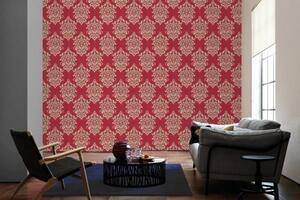 A.S. Création | Vliesová tapeta na zeď Hermitage 34143-5 | 0,53 x 10,05 m | béžová, metalická, červená