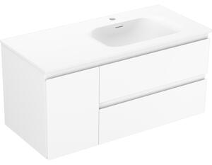 Mexen Orio, koupelnová skříňka 100 cm s pravým umyvadlem Vela, 2S, 1D, bílá matná, 91A13-10047-3-BBFFFF01-W23P01