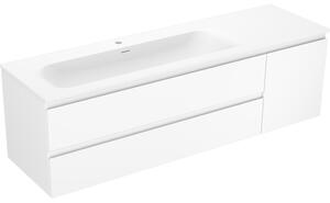 Mexen Orio, koupelnová skříňka 160 cm s umyvadlem Vela vlevo, 2S, 1D, bílá matná, 91A13-16047-3-BBFFFF01-W23L01