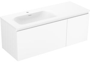 Mexen Orio, koupelnová skříňka 120 cm s umyvadlem Vela vlevo, 1S, 1D, bílá matná, 91A13-12047-3-BBFF01-W23L01