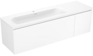 Mexen Orio, koupelnová skříňka 160 cm s umyvadlem Vela vlevo, 1S, 1D, bílá matná, 91A13-16047-3-BBFF01-W23L01