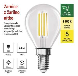 Emos lighting LED žárovka Filament Mini Globe A CLASS/ E14 / 3,8 W (60 W) / 806 lm / teplá bílá 1525741259