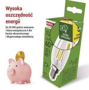 Emos lighting LED žárovka Filament svíčka A CLASS / E14 / 3,8 W (60 W) / 806 lm / teplá bílá 1525741258