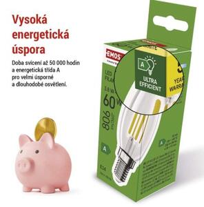 Emos lighting LED žárovka Filament svíčka A CLASS / E14 / 3,8 W (60 W) / 806 lm / teplá bílá 1525741258