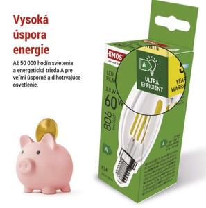 Emos lighting LED žárovka Filament svíčka A CLASS / E14 / 3,8 W (60 W) / 806 lm / teplá bílá 1525741258