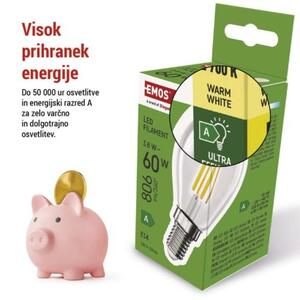 Emos lighting LED žárovka Filament Mini Globe A CLASS/ E14 / 3,8 W (60 W) / 806 lm / teplá bílá 1525741259