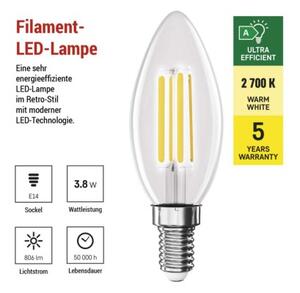 Emos lighting LED žárovka Filament svíčka A CLASS / E14 / 3,8 W (60 W) / 806 lm / teplá bílá 1525741258
