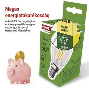 Emos lighting LED žárovka Filament Mini Globe A CLASS/ E14 / 3,8 W (60 W) / 806 lm / teplá bílá 1525741259