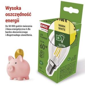 Emos lighting LED žárovka Filament Mini Globe A CLASS/ E14 / 3,8 W (60 W) / 806 lm / teplá bílá 1525741259