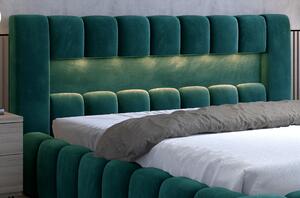 Moderní postel Lebrasco, 180x200cm, růžová Monolith + LED