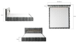 Moderní postel Lebrasco, 180x200cm, šedá Monolith + LED