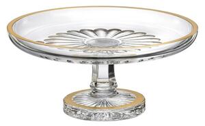 KŘIŠŤÁLOVÝ PODNOS BOHEMIA ANITA GOLD NA NOZE 305MM