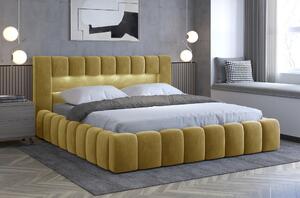 Moderní postel Lebrasco, 180x200cm, žlutá Monolith + LED
