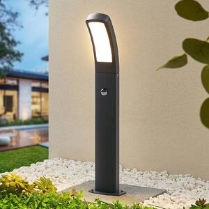 Lindby LED podstavcové světlo Moshe, 60 cm, antracit, senzor, Černá, Hliník, Moderní