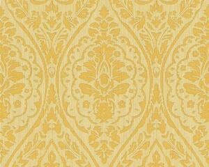 Textilní tapeta na zeď Tessuto 2 96195-1 | 0,53 x 10,05 m | bílá, žlutá, zlatá | A.S. Création