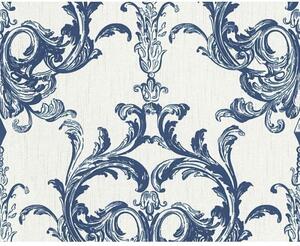 A.S. Création | Vliesová tapeta na zeď Tessuto II 96196-4 | 0,53 x 10,05 m | modrá, bílá