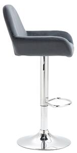 Barová židle Romsey - samet - chromovaný rám | tmavě šedá