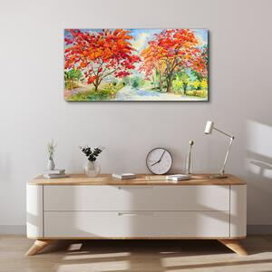Obraz na plátně Obraz na plátně Strom květiny silniční obloha