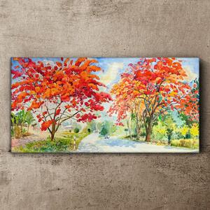 Obraz na plátně Obraz na plátně Strom květiny silniční obloha