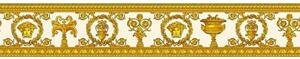 A.S. Création | Vliesová bordura na zeď Versace 34305-2 | 9 cm x 5 m | bílá, metalická, žlutá