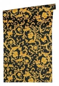 A.S. Création | Vliesová tapeta na zeď Versace 34325-2 | 0,70 x 10,05 m | černá, metalická, žlutá