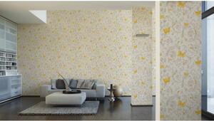 A.S. Création | Vliesová tapeta na zeď Versace 34325-3 | 0,70 x 10,05 m | metalická, žlutá, krémová