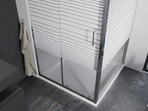Mexen Apia sprchový kout s posuvnými dveřmi 100 x 100 cm, čiré sklo/pásy-chromový profil + sprchová vanička, 840-100-100-01-20-4010