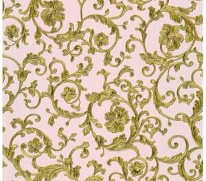 A.S. Création | Vliesová tapeta na zeď Versace 34326-4 | 0,70 x 10,05 m | růžová, metalická, žlutá