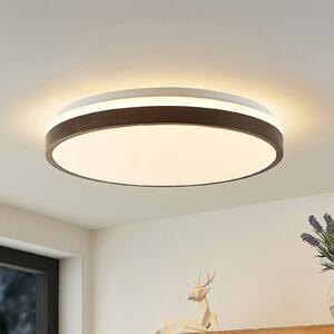 Lindby LED stropní svítidlo Hudsona, Ø 49 cm, dřevo, hnědá barva