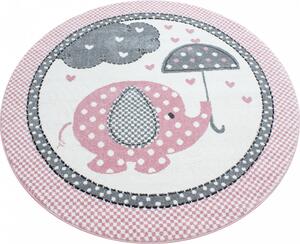Hans Home | Dětský kusový koberec Kids 570 pink kruh - 120x120 (průměr) kruh