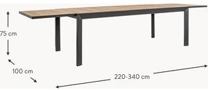 Rozkládací zahradní jídelní stůl Belmar, 220 - 340 x 100 cm