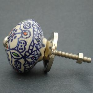 Keramická úchytka-Orient v tmavě modré Barva kovu: antik tmavá