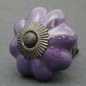 Keramická úchytka-Fialový květ Barva kovu: antik světlá