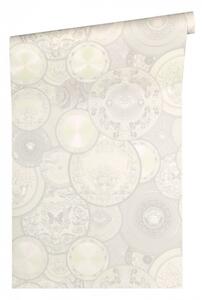 A.S. Création | Vliesová tapeta na zeď Versace 34901-4 | 0,70 x 10,05 m | bílá, metalická, šedá