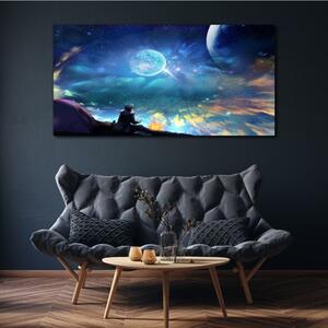 Obraz na plátně Obraz na plátně Noční obloha hvězda měsíc