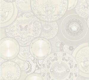 Vliesová tapeta na zeď Versace 3 34901-4 | 0,70 x 10,05 m | bílá, metalická, šedá | A.S. Création
