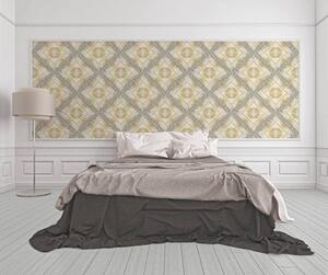 A.S. Création | Vliesová tapeta na zeď Versace 34904-2 | 0,70 x 10,05 m | žlutá, krémová, šedá, metalická